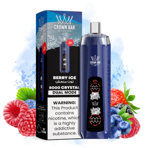 Crown Bar Crystal 8000 Berry Ice Goût - Puff Al Fakher Crown Bar Crystal 8000 Berry Ice Goût - Puff Al Fakher