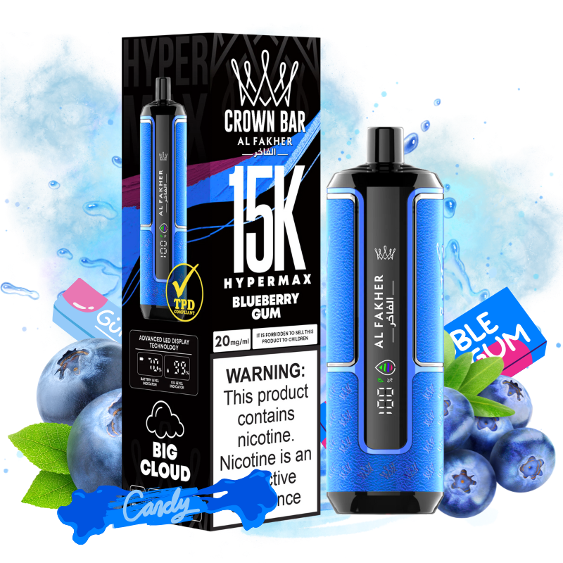 Crown Bar Blueberry Gum Goût - Puff Al Fakher Crown Bar Blueberry Gum Goût - Puff Al Fakher