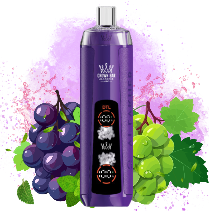Crown Bar Crystal 8000 Grape Mint Goût - Puff Al Fakher Crown Bar Crystal 8000 Grape Mint Goût - Puff Al Fakher