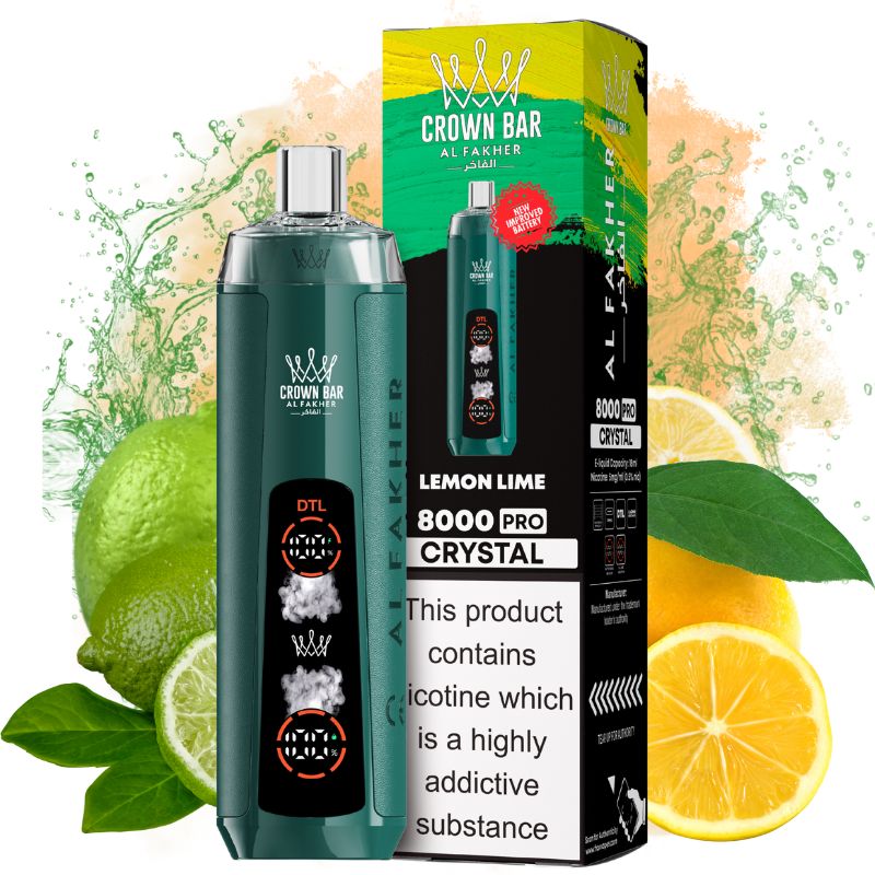 Puff Al Fakher Crystal 8000 Lemon Mint Goût - Puff Al Fakher Puff Al Fakher Crystal 8000 Lemon Mint Goût - Puff Al Fakher